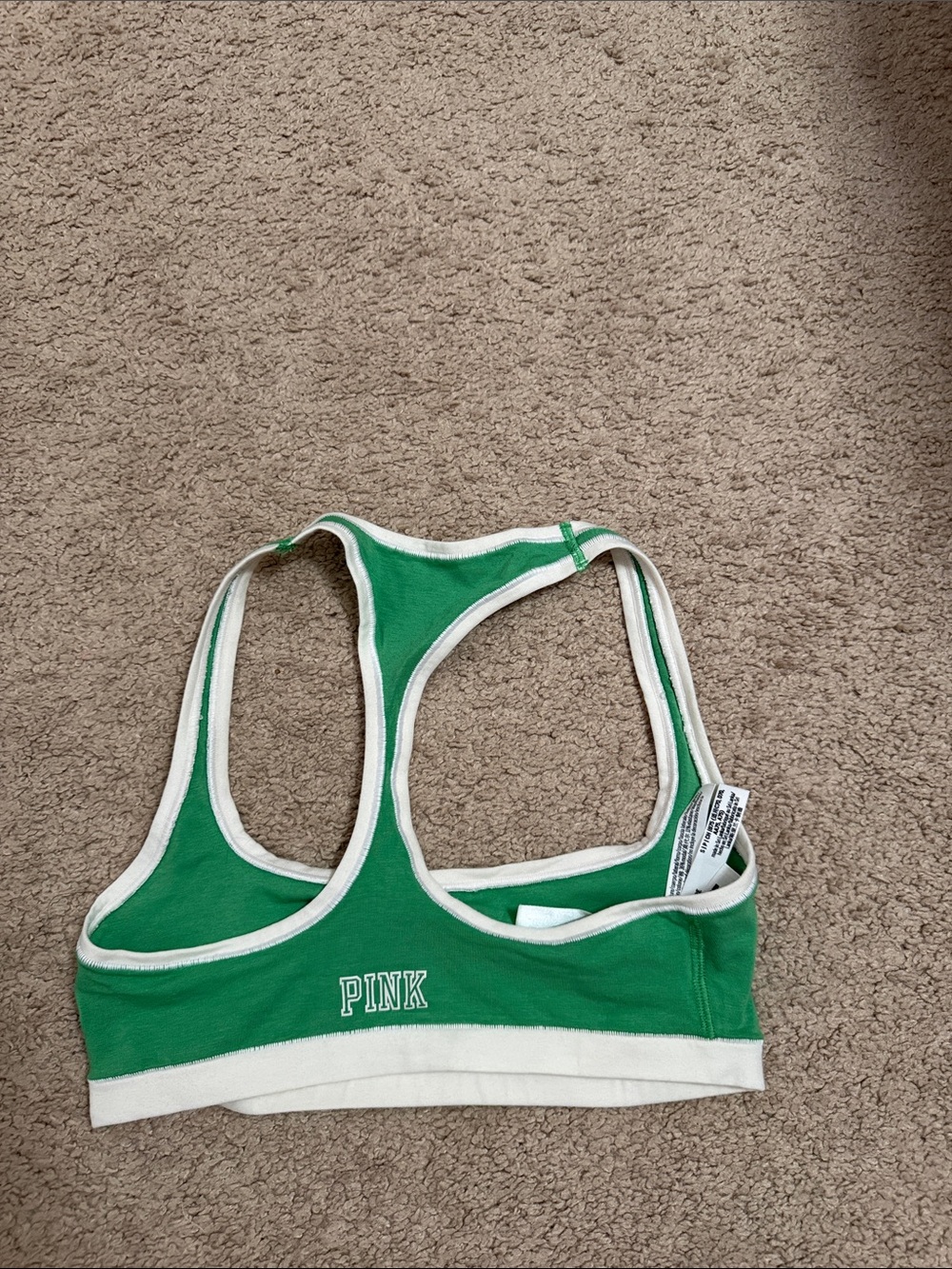 Victoria's Secret PINK Green Racerback Bralette with White Trim